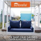 Crib Size Sunbrella Porch Swing Bed Cushion Cover and Pillow Set Bundle (52X28)